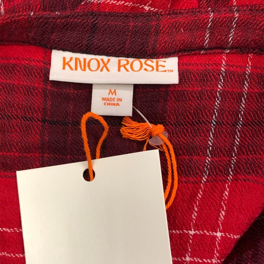NWT Knox Rose Women Long Sleeve Plaid Dress Size Medium Red B275 -26 - Picture 9 of 16